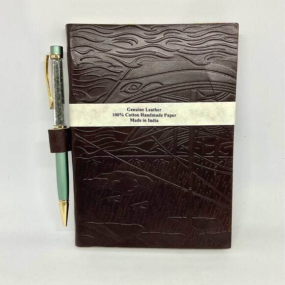 Genuine Leather Journal- 100% Cotton Handmade Paper - Picture 2 of 8